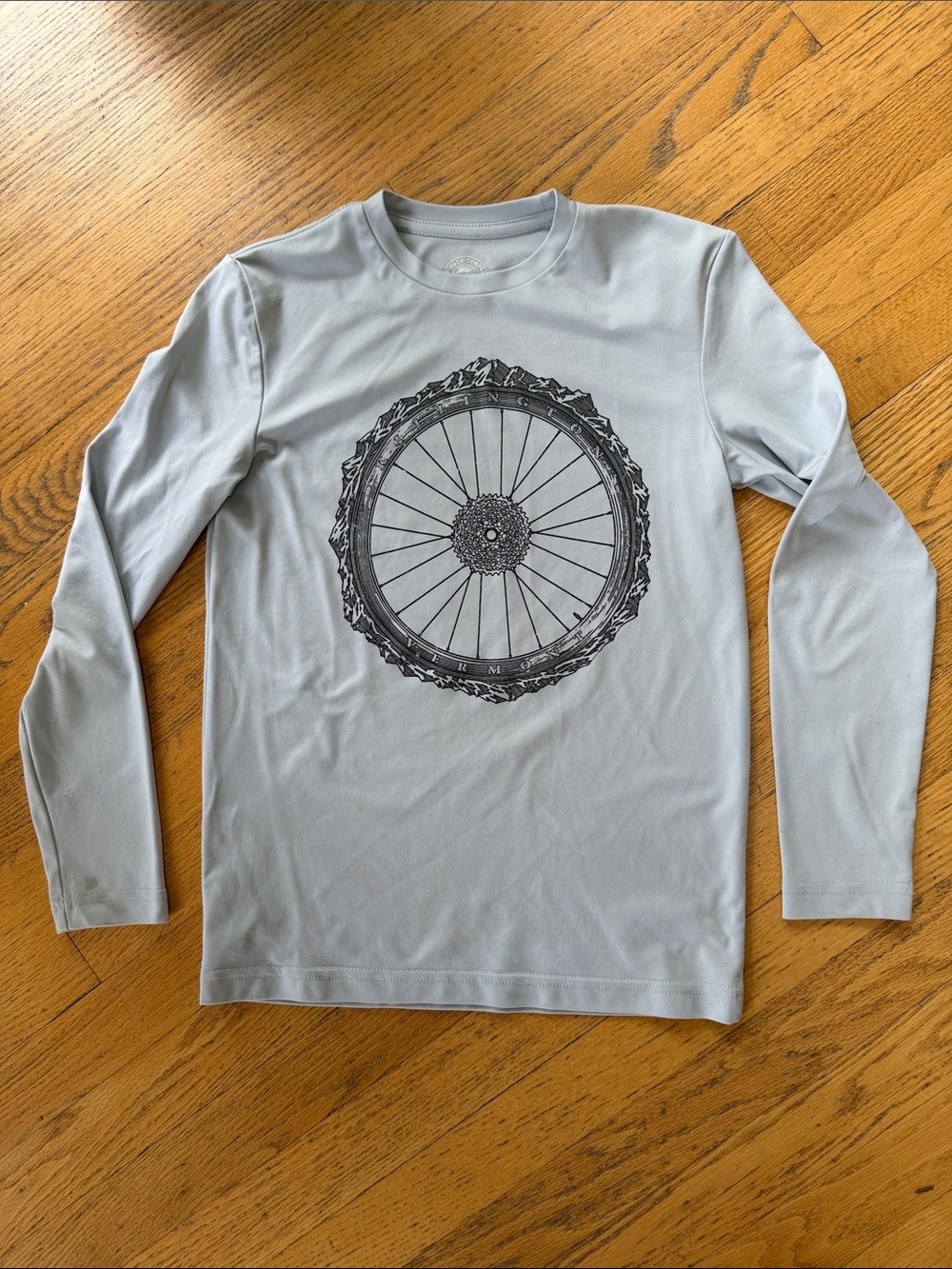 Kids Light Gray Bike Graphic Long-Sleeve Shirt